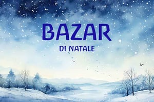 Locandina paesaggio innevato bazar di natale